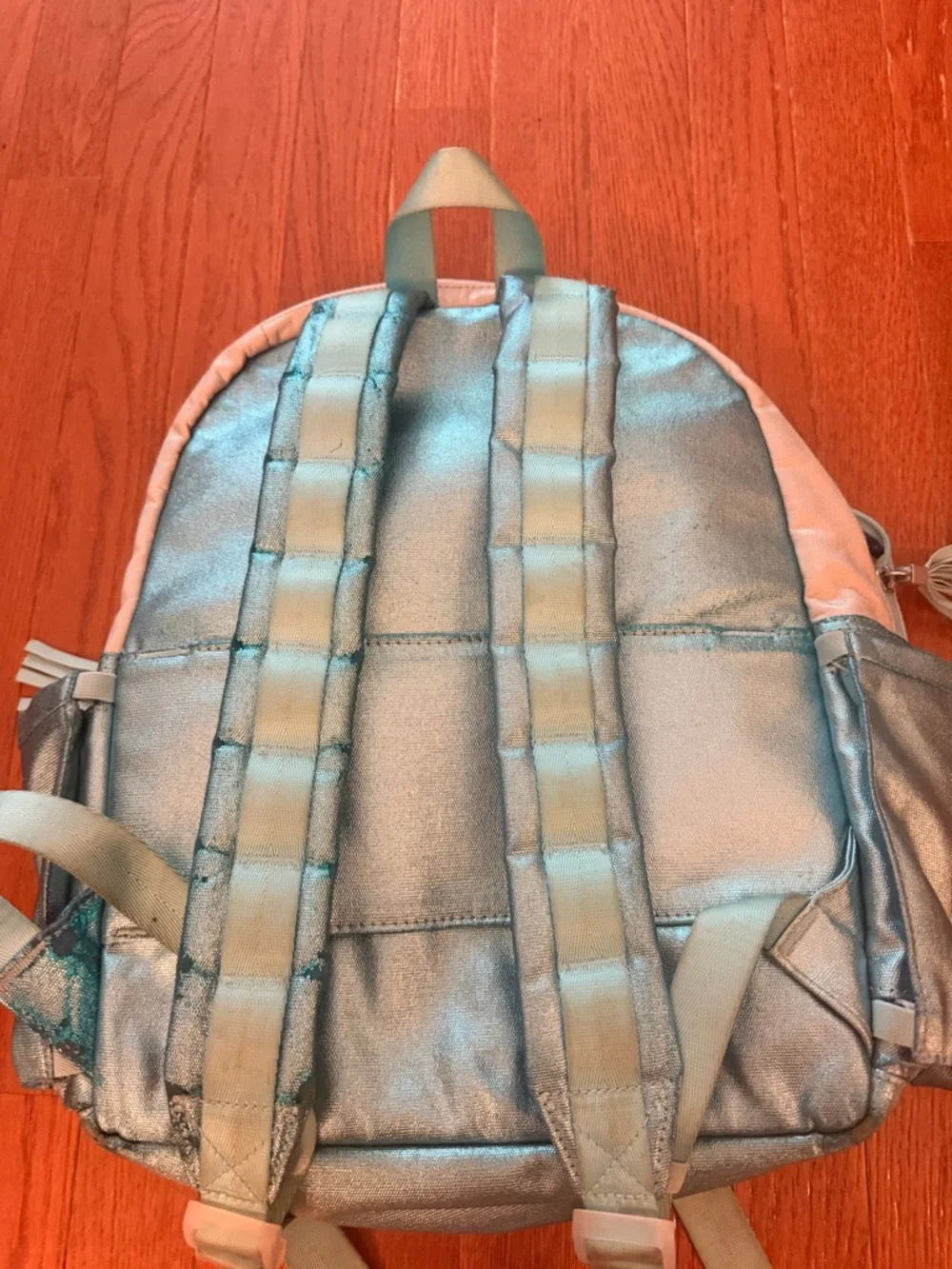 STATE Kids Pink and Metallic Blue Heart Backpack